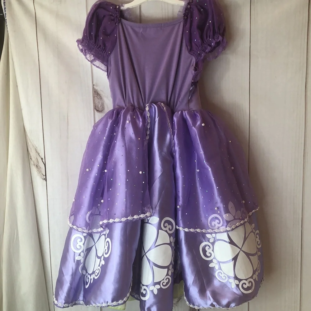 Purple Embellished Costume Layered Dress Princess Sophia 130- 5/6 Plus Free Doll - Picture 10 of 16